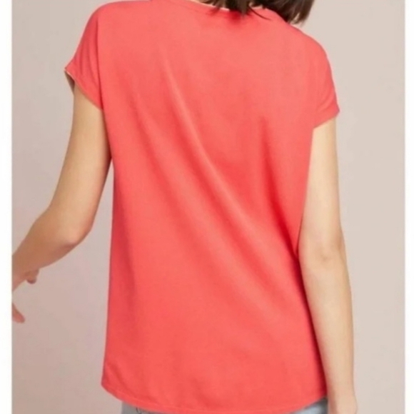 Anthropologie Aldo Martins Floral‎ V-Neck Sweater, Pink Coral, Size Small - Picture 2 of 9